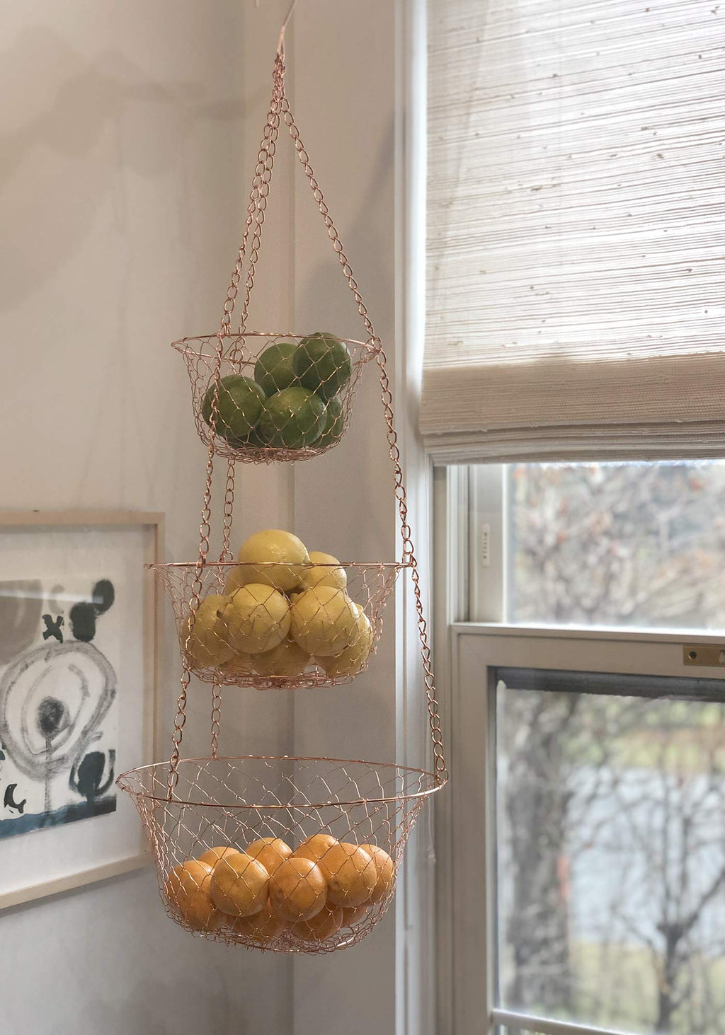 3-Tier Copper Hanging Fruit Baskets B35536