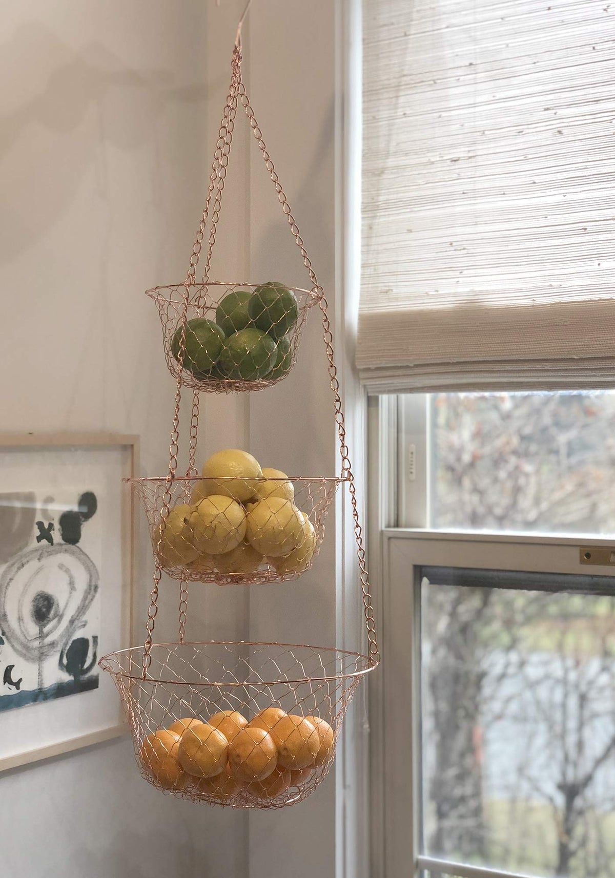 3-Tier Copper Hanging Fruit Baskets B35536