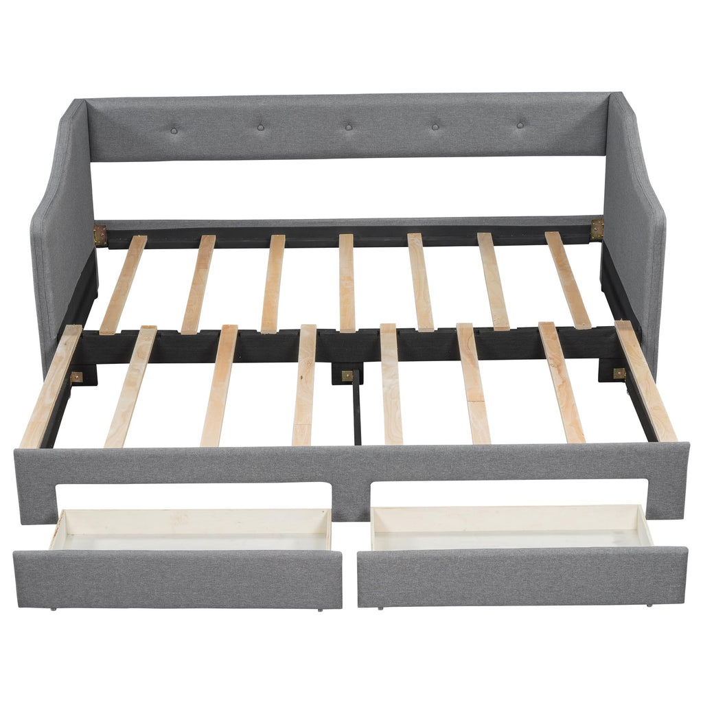 Upholstered Twin XL to King Size Daybed with Pop Up Trundle K36748