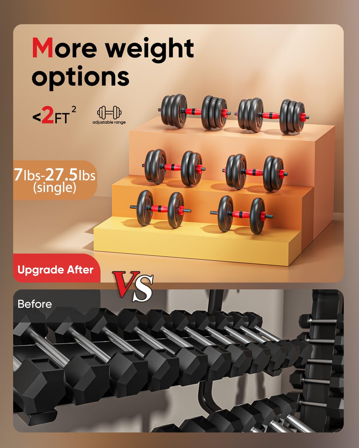 Adjustable Dumbbell Set 4 in 1 Free Weights T3393
