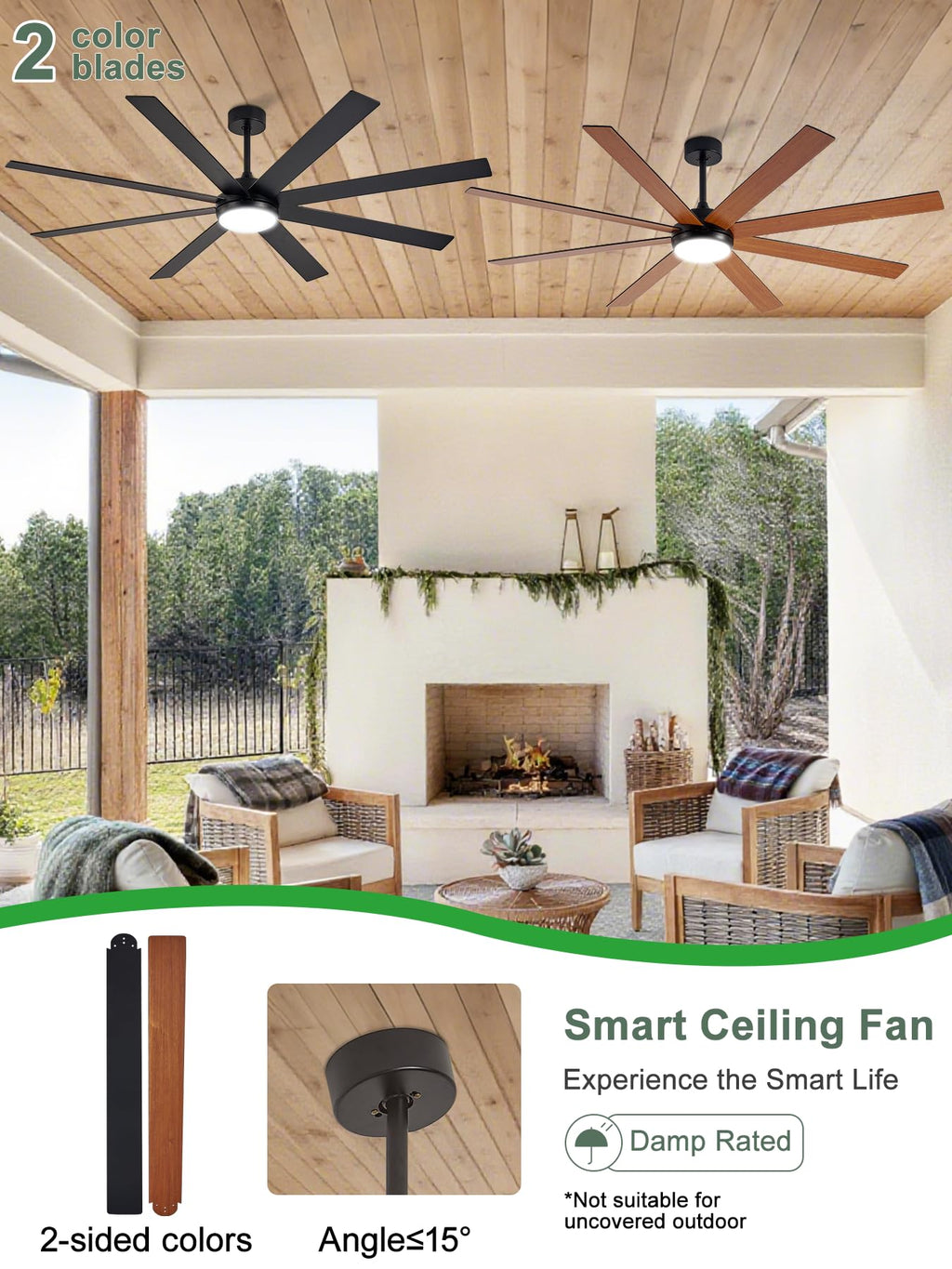 Black 72in Ceiling Fan with Lights J555