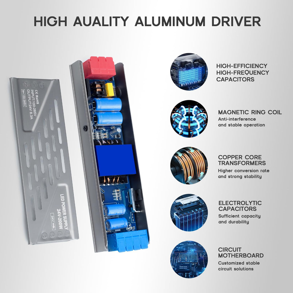 200 Watts 100V-265V AC to 24V DC LED Driver G183413