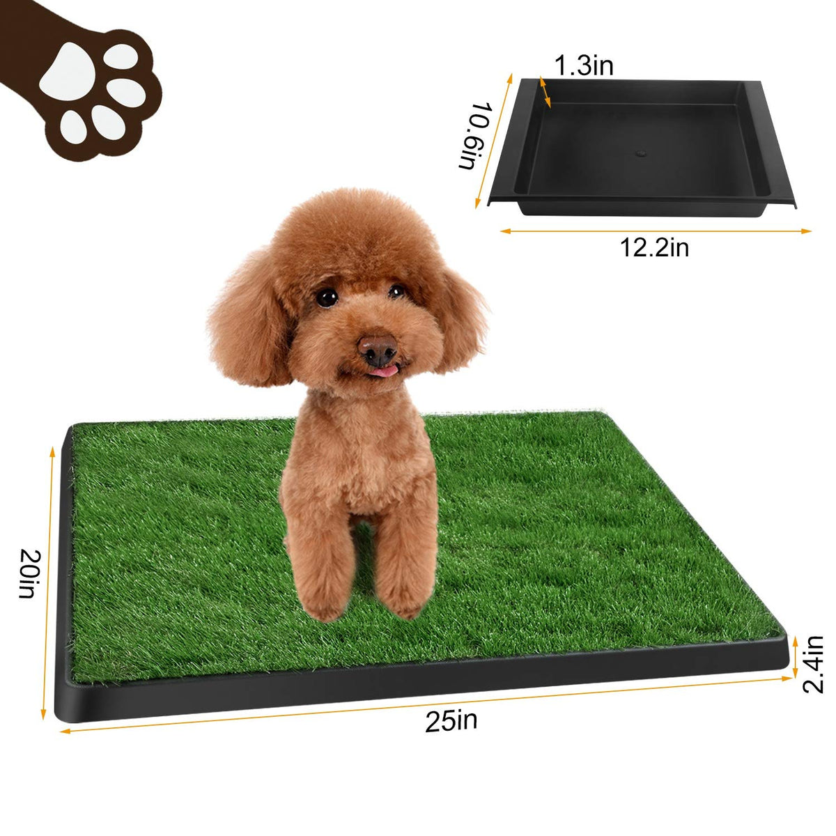 Dog Grass Pad with Tray 25”x 20” Artificial Grass W203907
