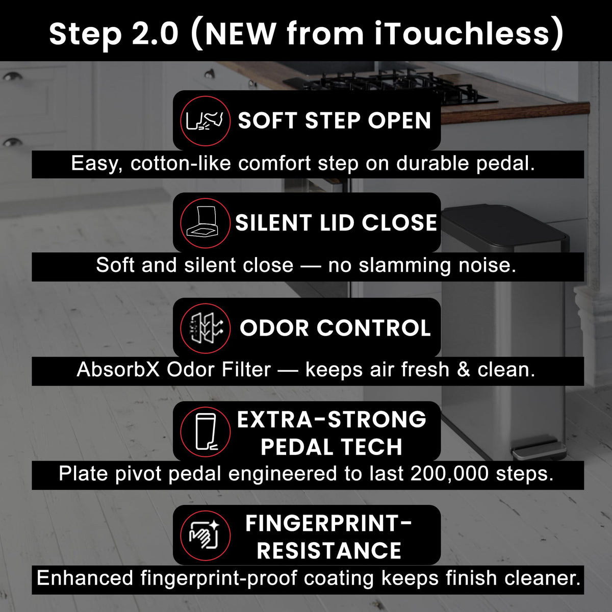 13.2 Gallon Kitchen Trash Can with Odor Filter C694