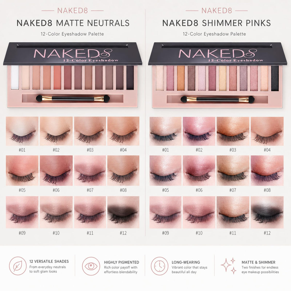 2 Pack Shimmer & Matte Eyeshadow Palette E908460