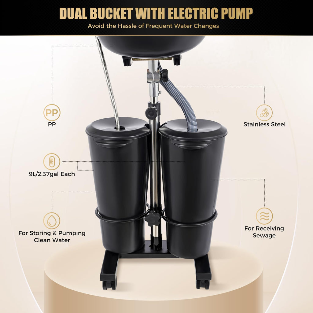 Portable Height and Angle Adjustable Shampoo Basin with Electric Pump S784