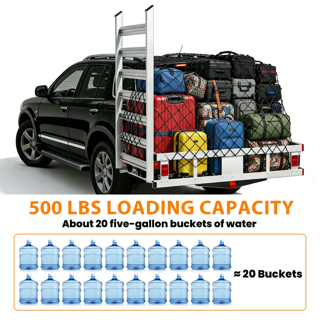 500LBS Aluminum Alloy Folding Hitch Cargo Carrier with Ramp I10253