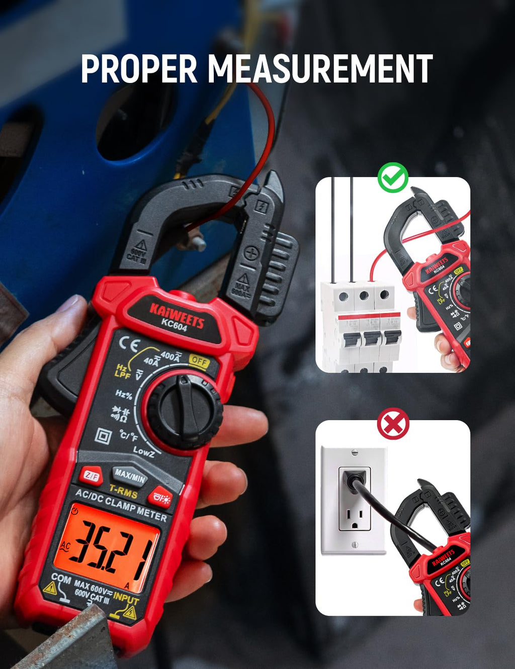 Digital Clamp Meter Multimeter with D-Shaped Jaw X720539