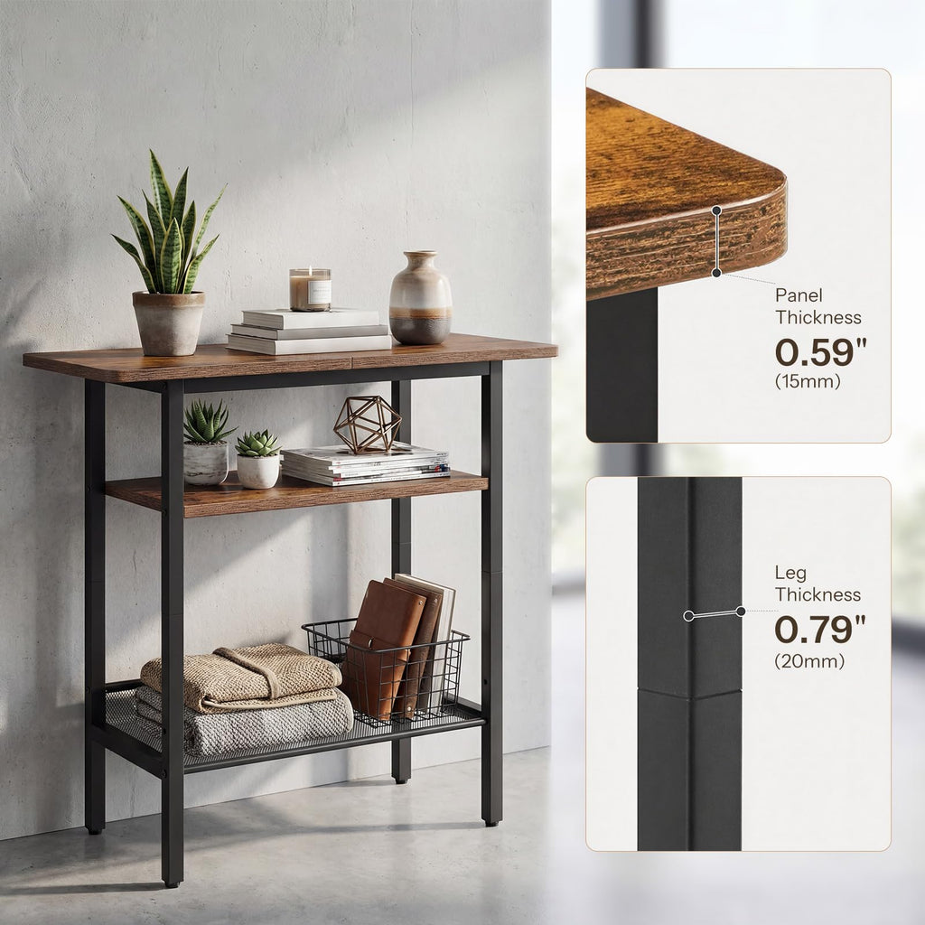 Narrow 3-Tier Side Table with Shelf Y295