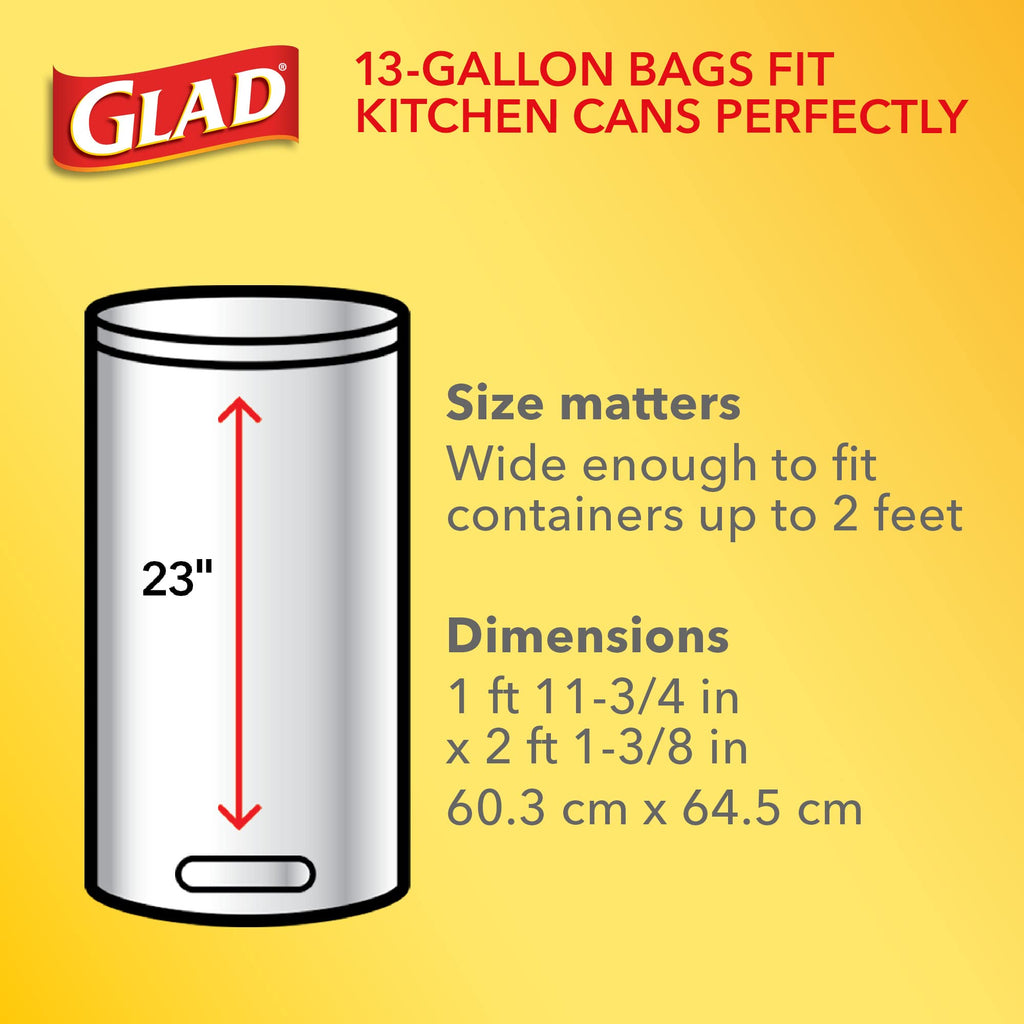 Tall Kitchen Trash Bags 13 Gallon Unscented Handle-Tie 50 Count O1888