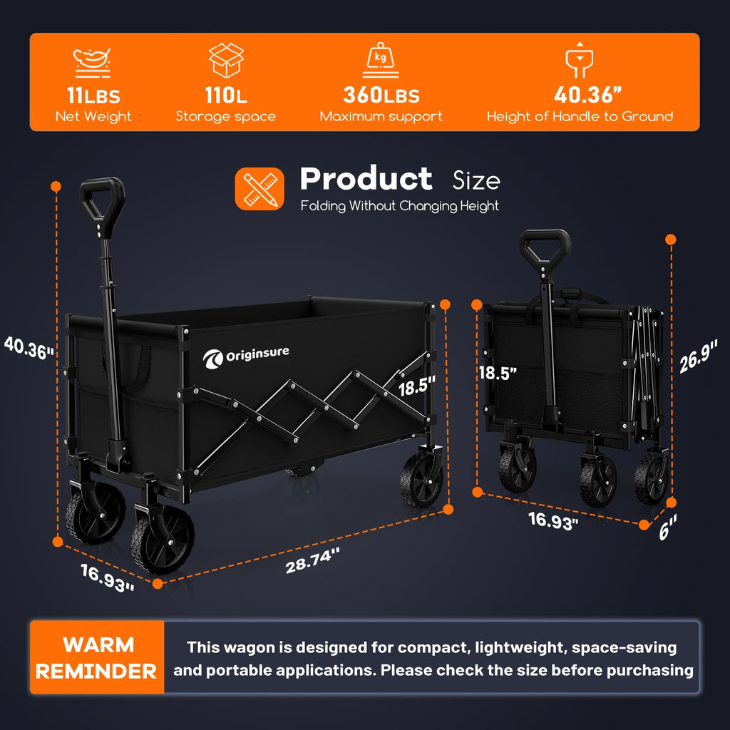 110L Collapsible Wagon Cart Black S853