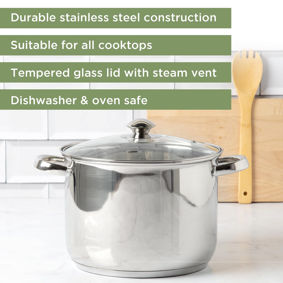 Stainless Steel 8-Quart Stock Pot with Glass Lid D4237