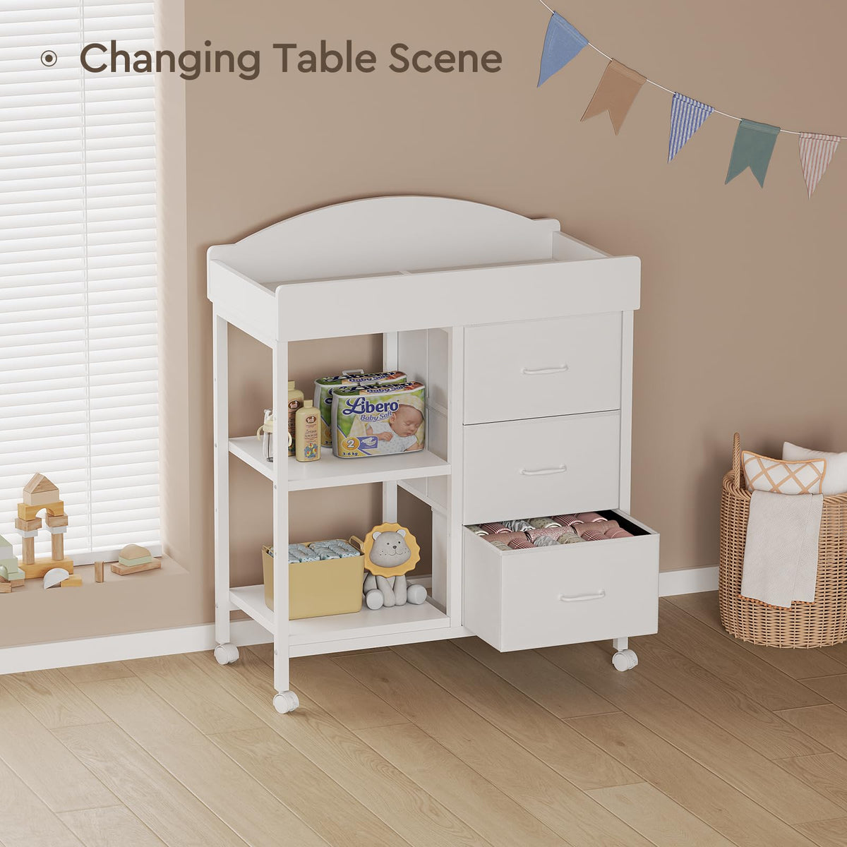 White 3 Drawer 2 Shelf Changing Table I17230