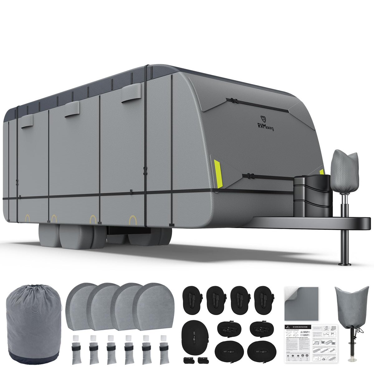 Heavy-Duty 600D Fabric Travel Trailer RV Cover S5960