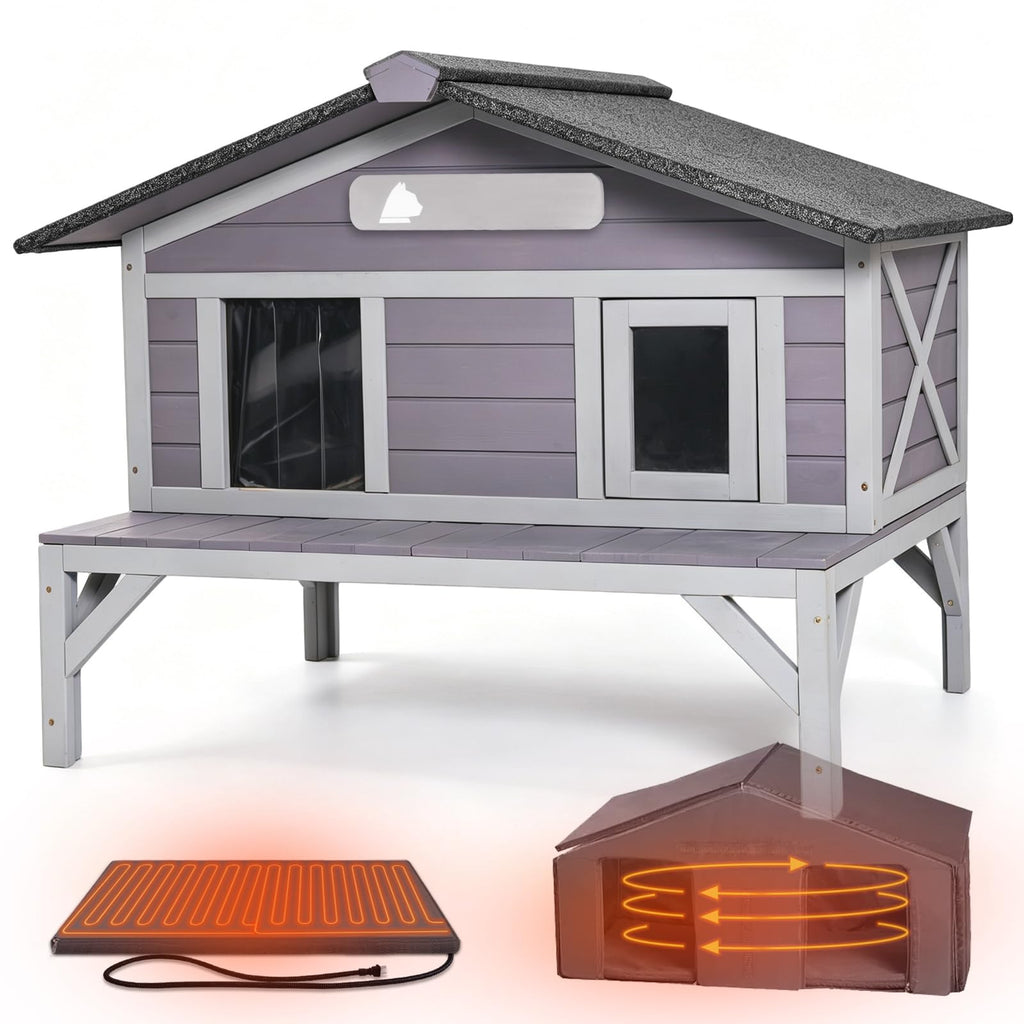 Outdoor Heated Cat House with Insulated Liner G785863