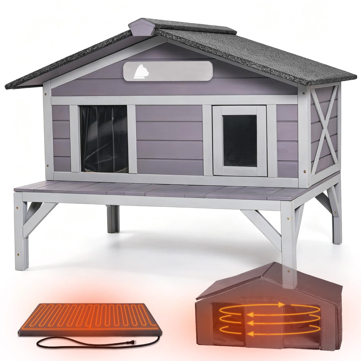 Outdoor Heated Cat House with Insulated Liner G785863