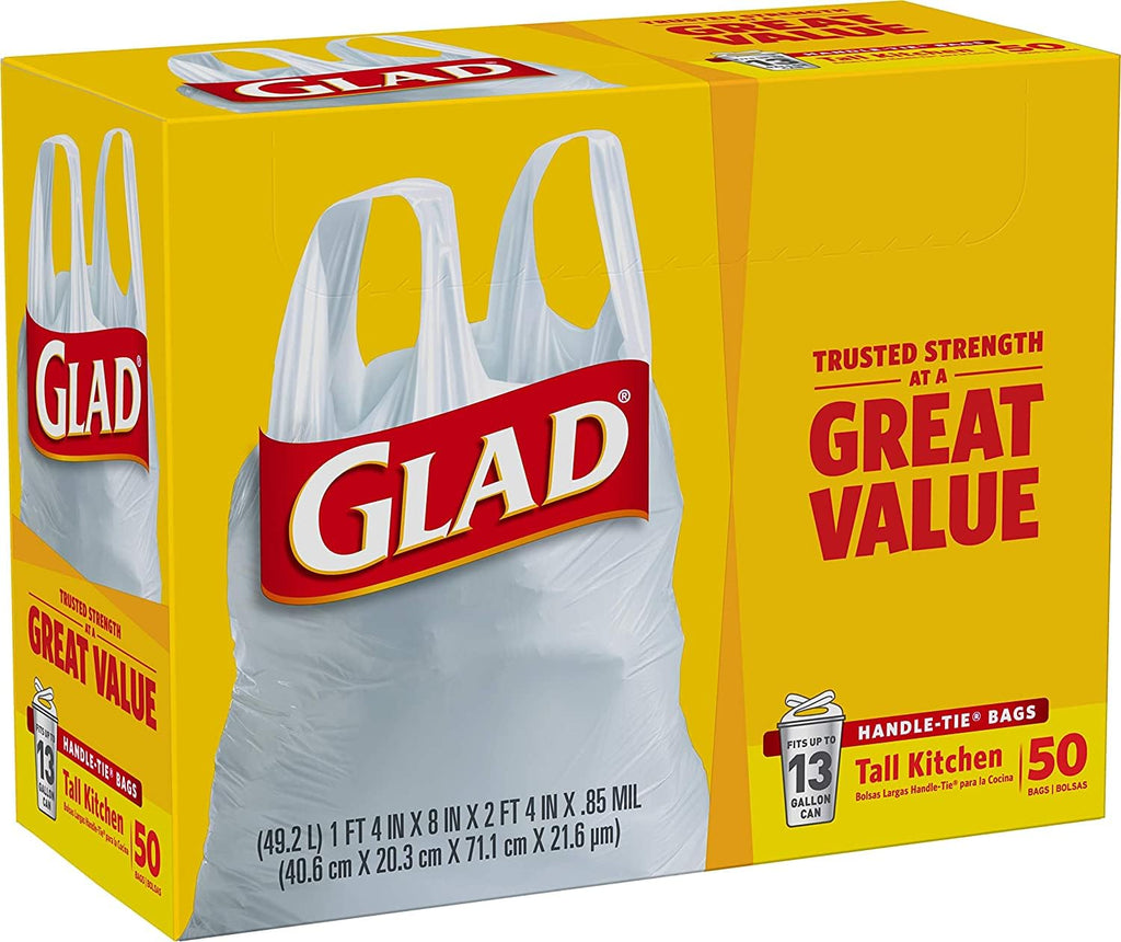 13 Gal. Tall Kitchen Handle-Tie Bags 50 ct Pack of 4 L45152