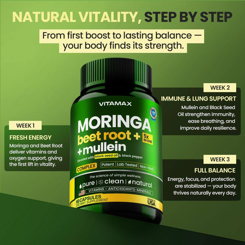 Moringa Beet Root Mullein Leaf Capsules D5625