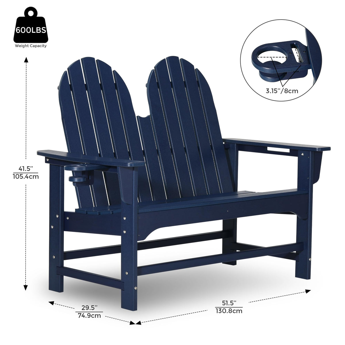 Navy Blue HDPE Adirondack Bench Y177