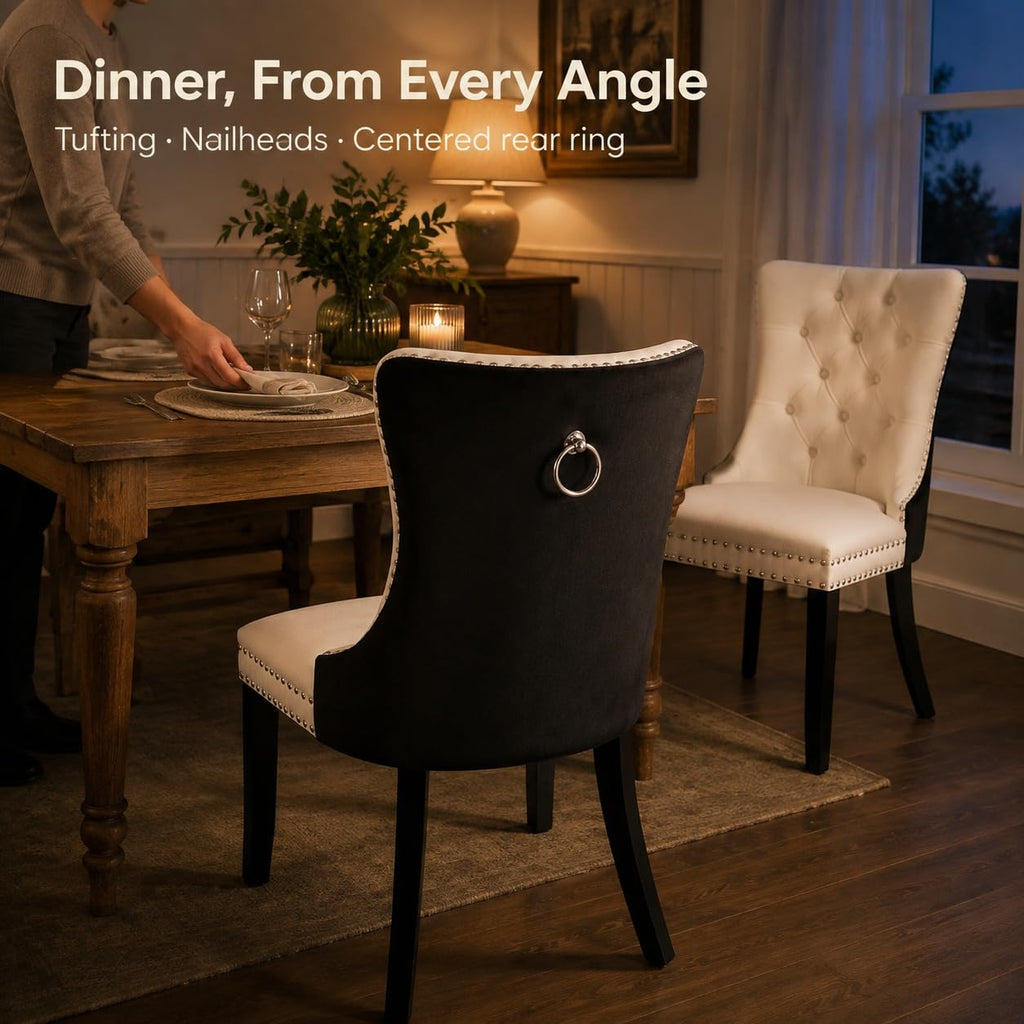 White Black PU Dining Chairs Set of 6 K68955