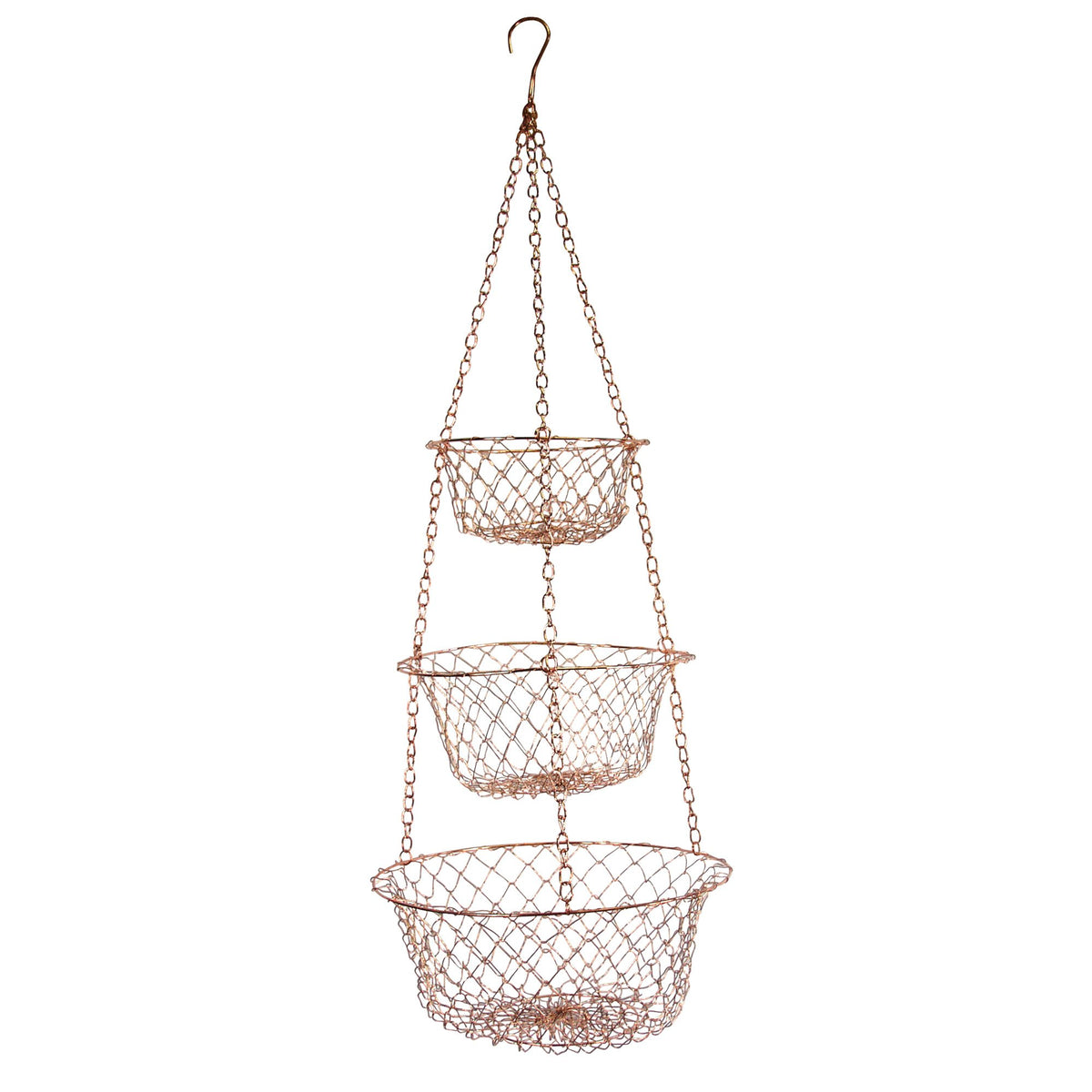 3-Tier Copper Hanging Fruit Baskets B35536