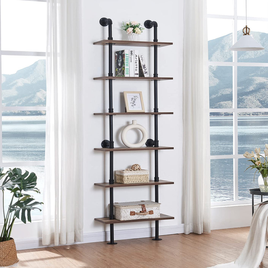 6 Tier Industrial Pipe Bookshelf D38970