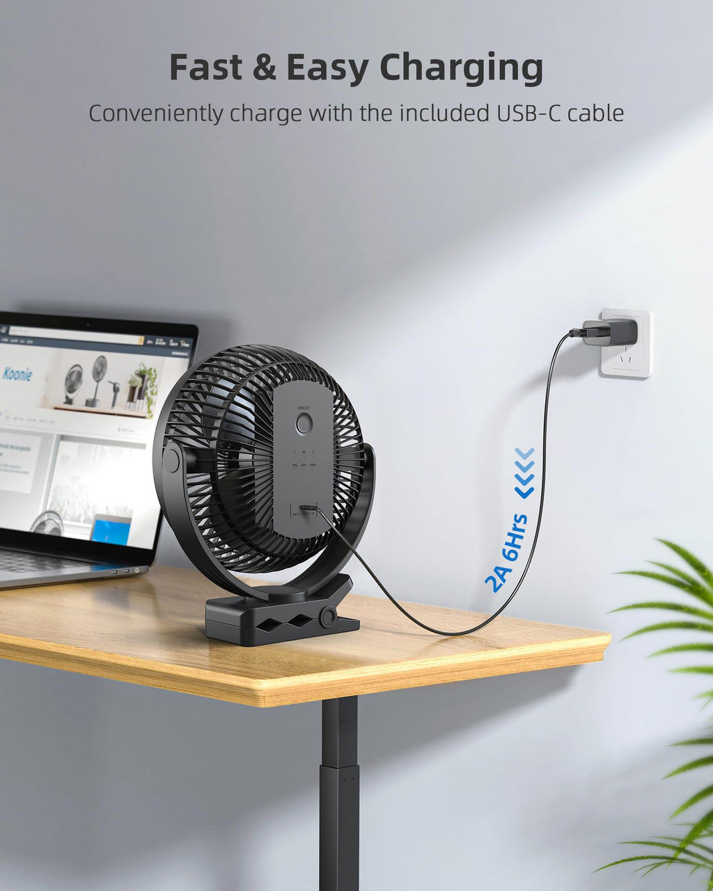 8" Black Clip on Fan X629