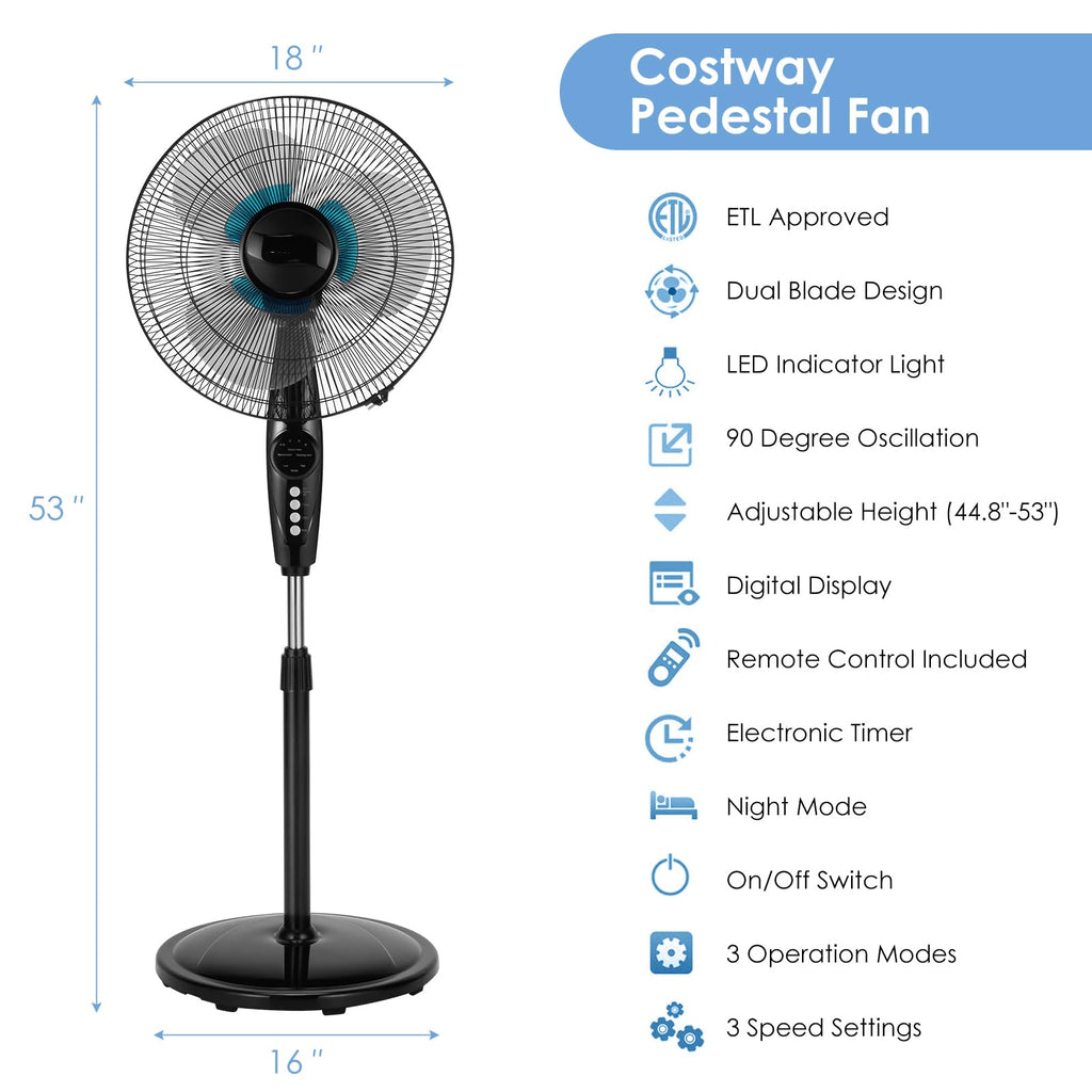 16” Pedestal Fan with 3-Speed Digital Control P631436