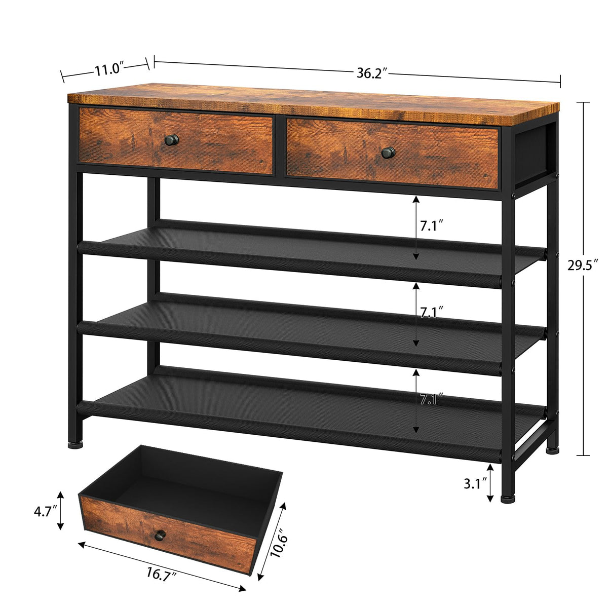 4 Tier Shoe Storage Organizer with 2 Drawers A561939