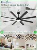Black 72in Ceiling Fan with Lights J555