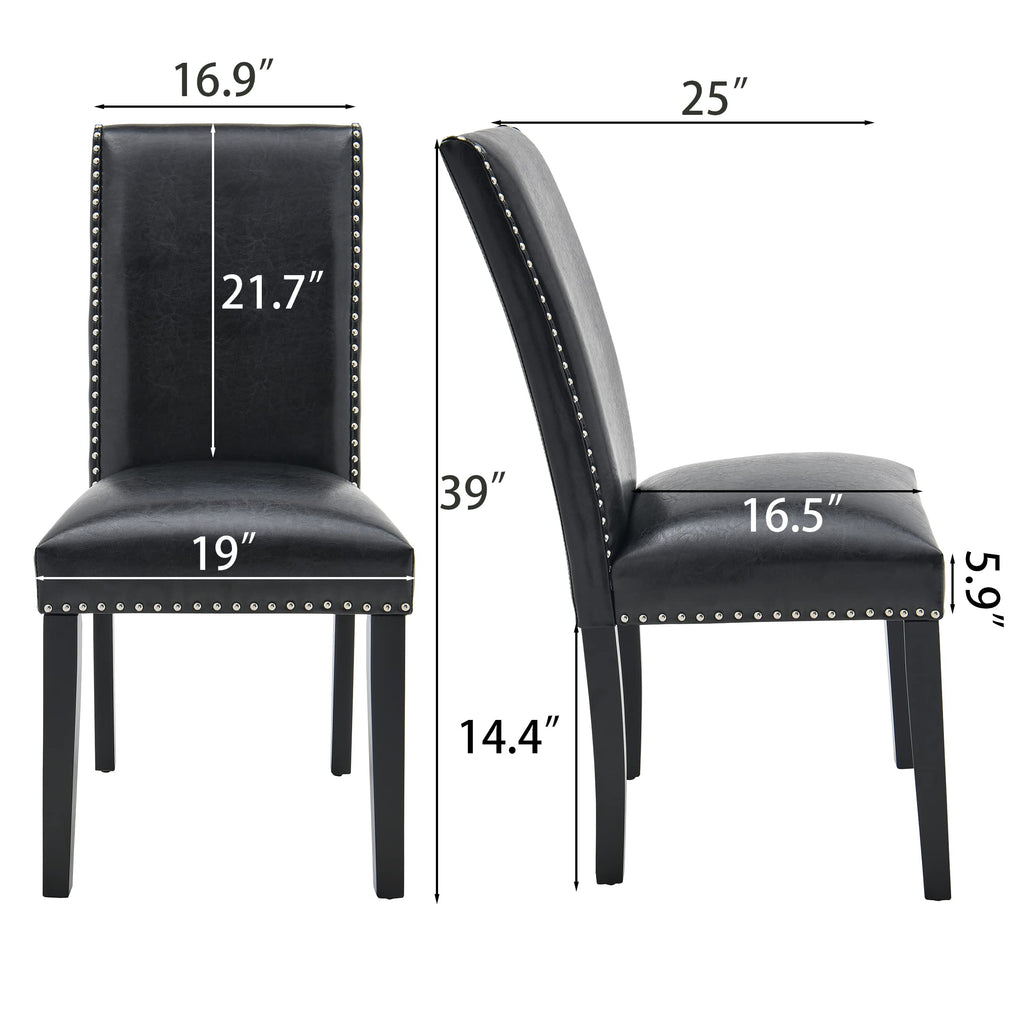 Set of 4 PU Leather Upholstered Dining Chairs with Solid Wood Legs D576764