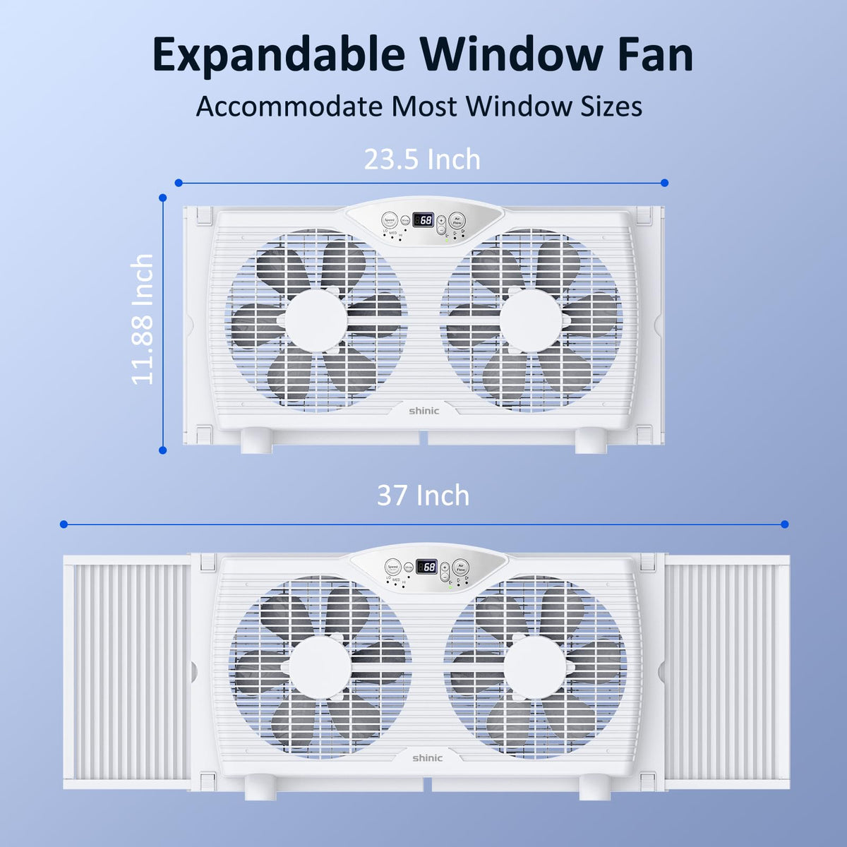Twin Window Fan with 9-Inch Blades, 3 Speeds, Thermostat Control U9389