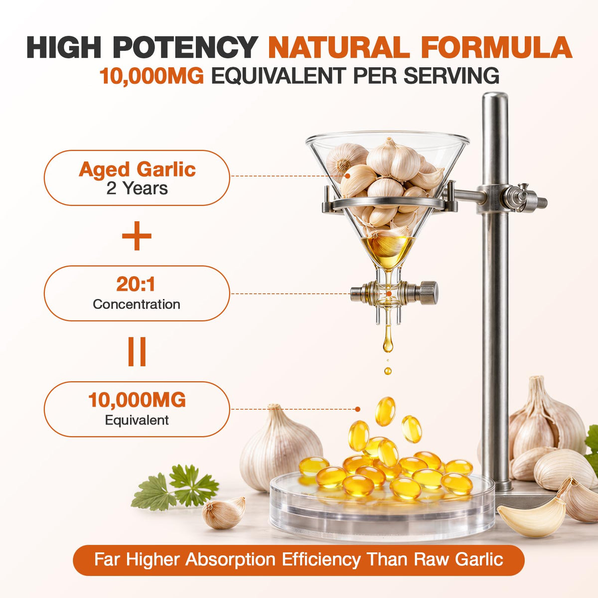 Odorless Garlic Capsules 10,000mg 300 Softgels V86942