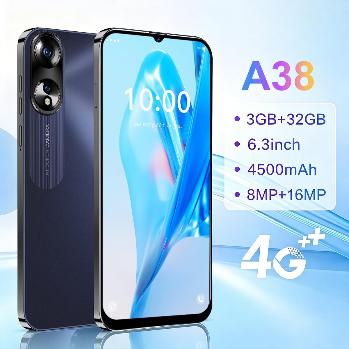 Unlocked 4G Smartphone 6.3 Inch Full Screen 3GB RAM 32GB ROM Black P343