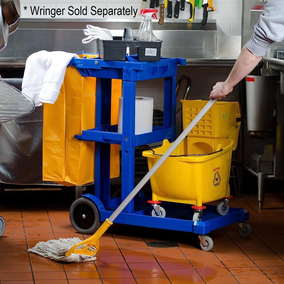 35 qt. Yellow Mop Bucket on Wheels Q390659