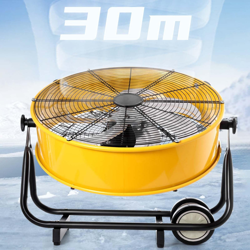 Heavy Duty Floor Drum Fan 3-Speed 360° Tilt Metal W6378