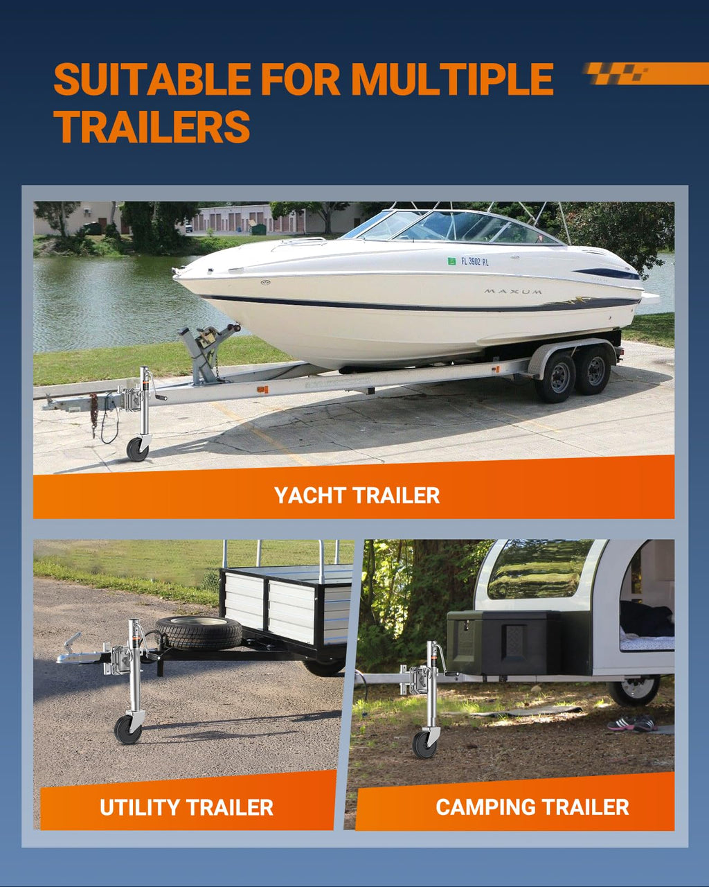 1200 lbs Galvanized Steel Trailer Jack with Wheel A725189