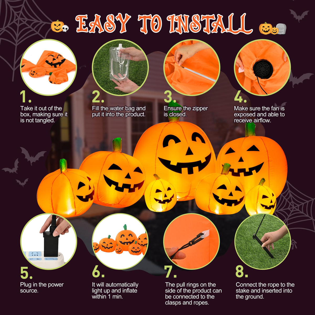 7.5FT Halloween Inflatables Outdoor Decorations Pumpkin B844