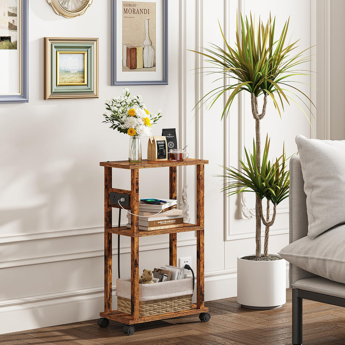 Small Narrow Side Table with Charging Station G51926