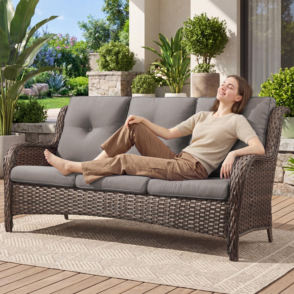 3-Seater PE Wicker Patio Sofa K65597