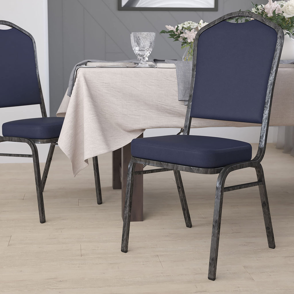 Silver Vinyl Stackable Banquet Chair B8615
