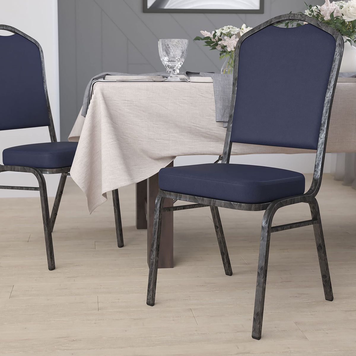 Silver Vinyl Stackable Banquet Chair B8615