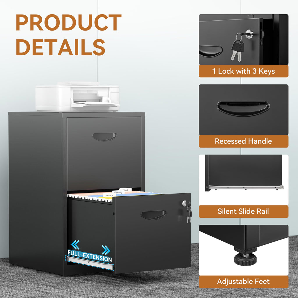2 Drawer Metal File Cabinet with Lock D33541