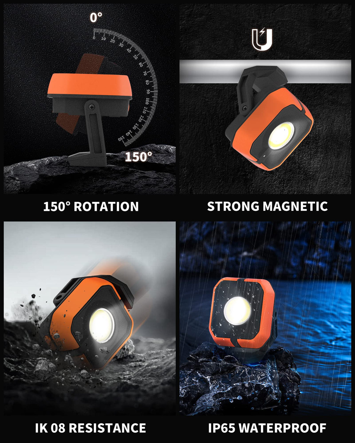 Rechargeable 4 Modes 1200LM Magnetic Work Light A6092