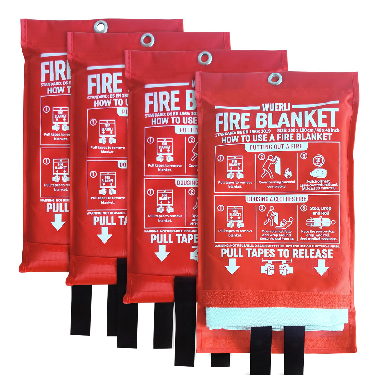 40" x 40" 4 Pack Fire Blanket V37613