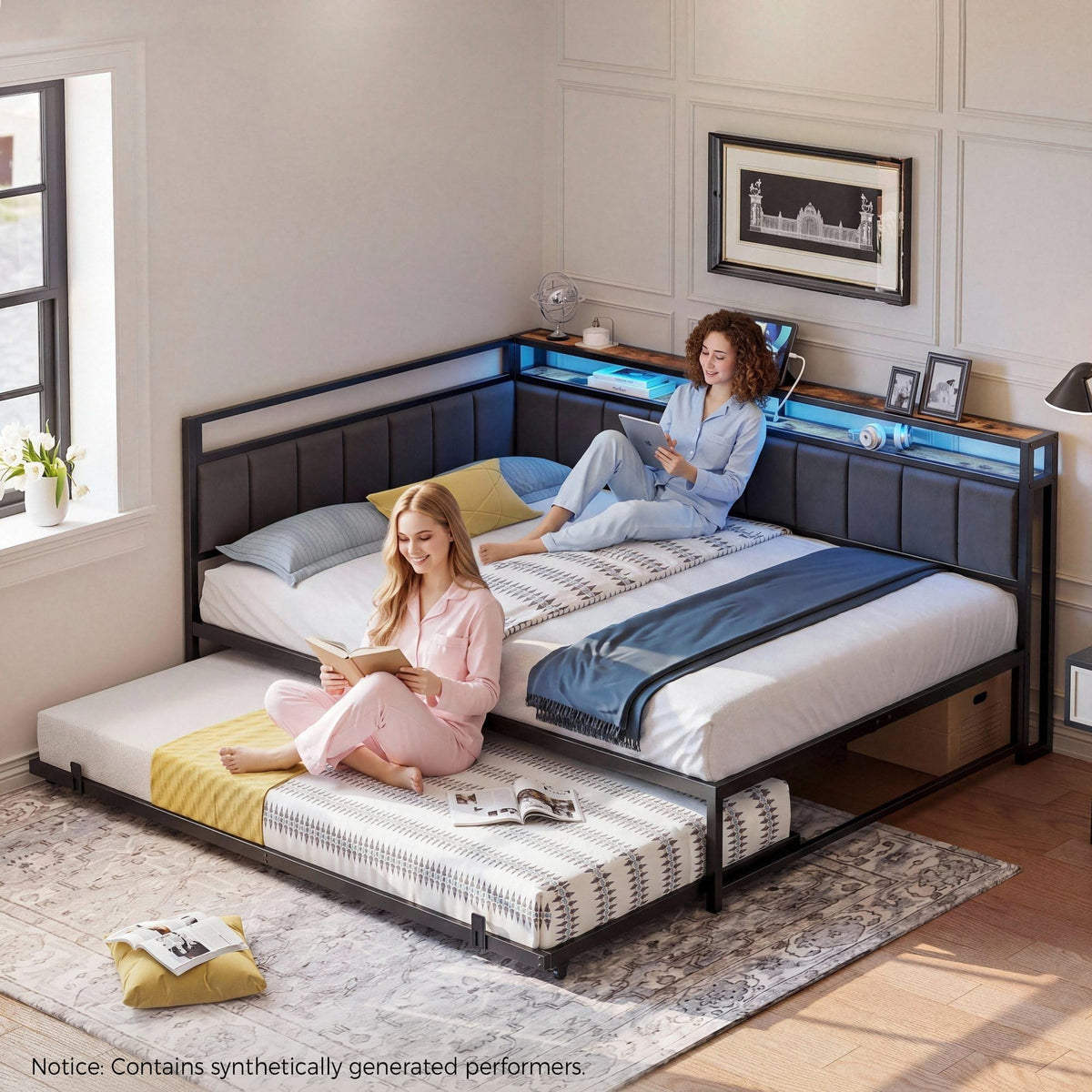 Black Full Daybed with Trundle U31543