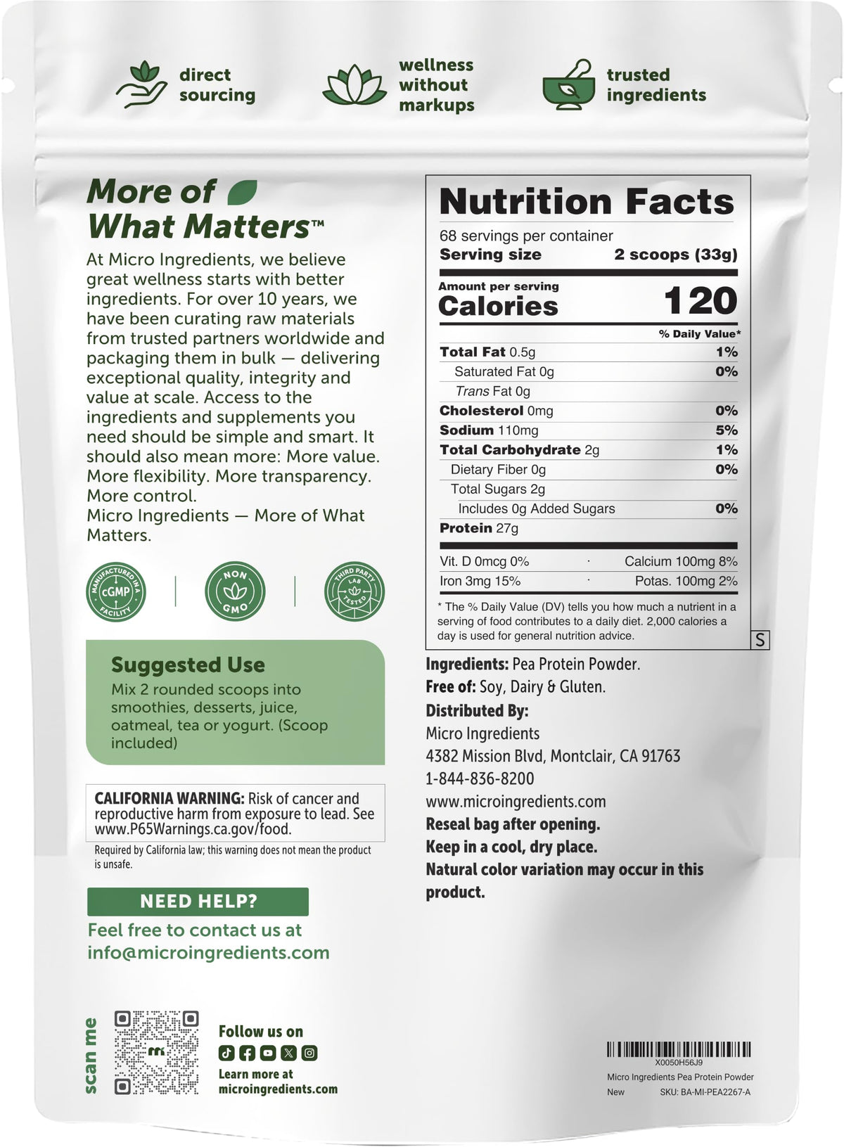 Pea Protein Powder 5lb Vegan Q20368