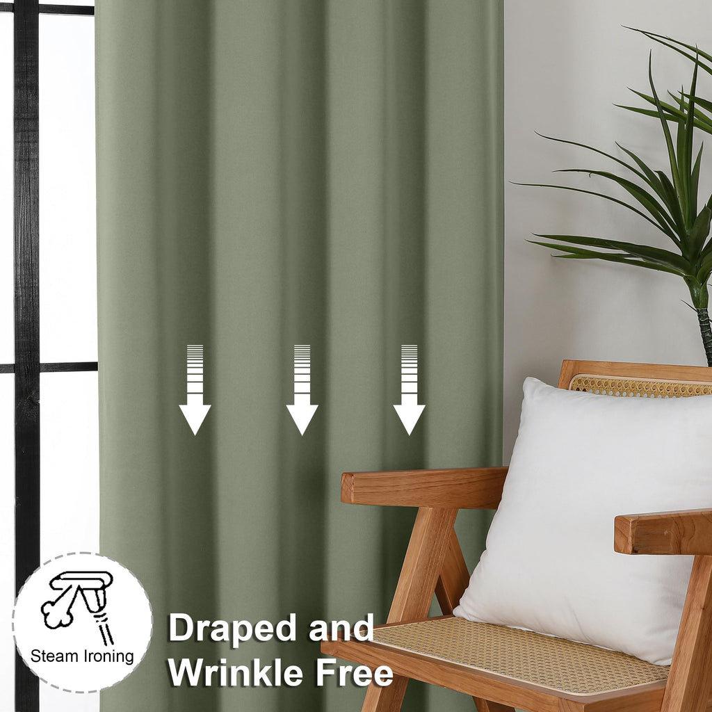 Sage Green Blackout Curtains, 72 Inch, 2 Panels Set Y73672