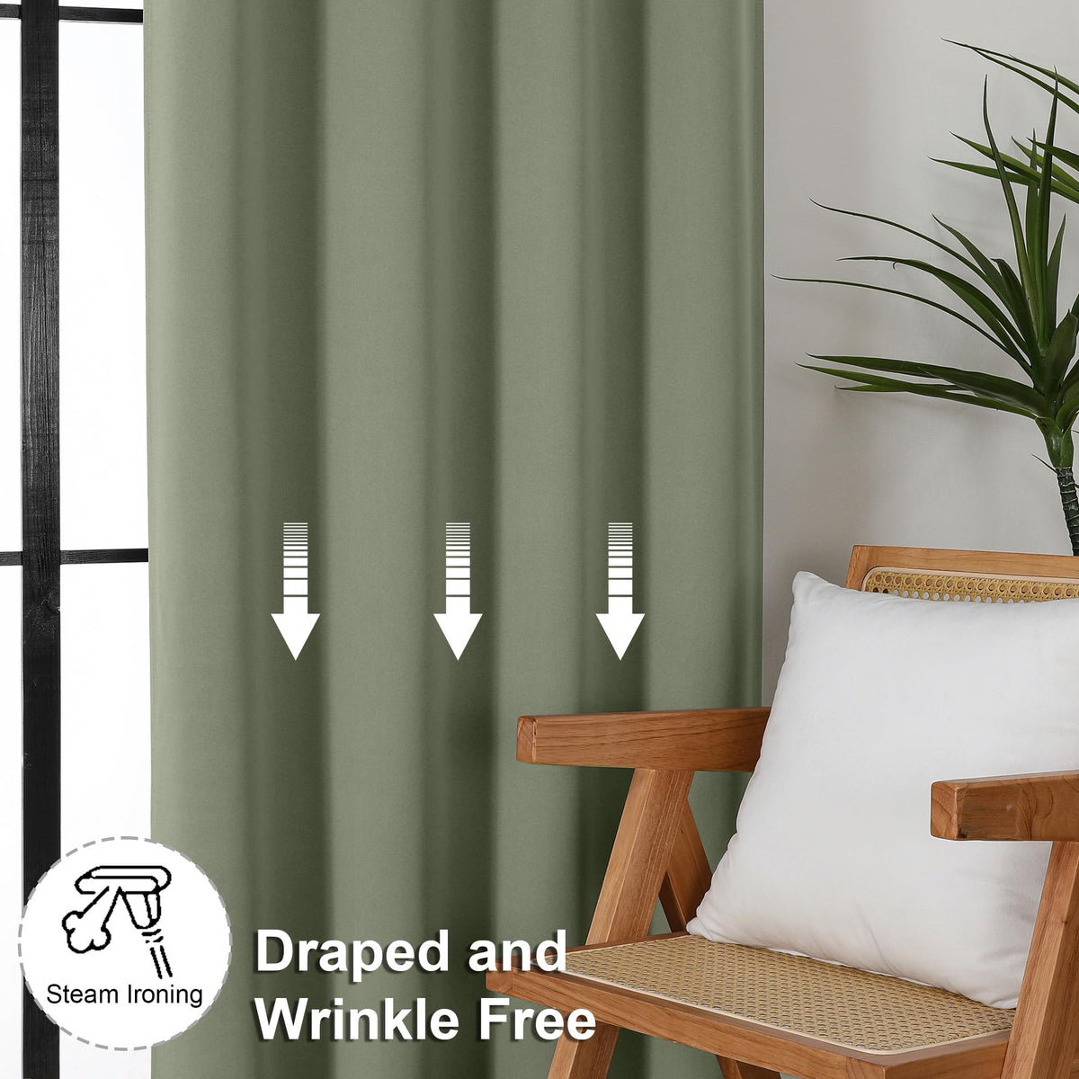 Sage Green Blackout Curtains, 72 Inch, 2 Panels Set Y73672
