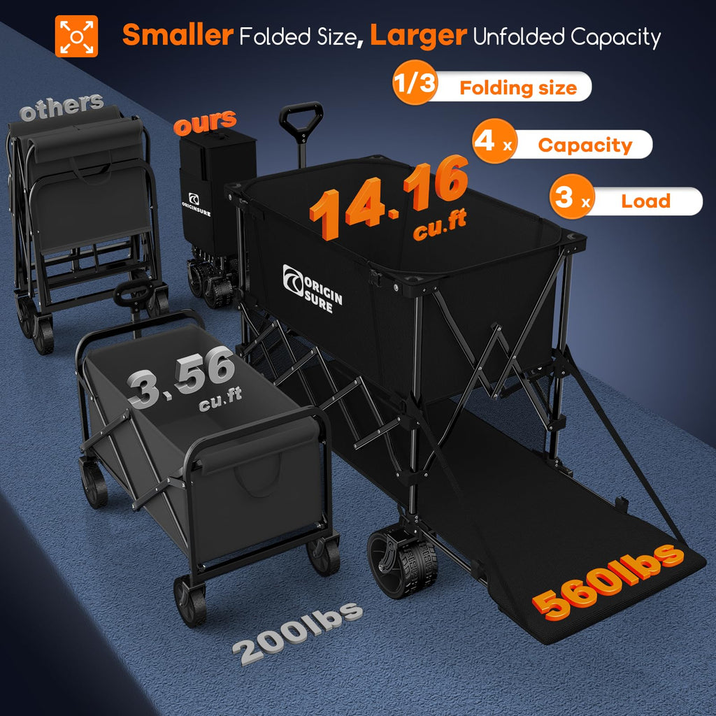 Foldable Double Decker Wagon, 560lbs, Black P11894